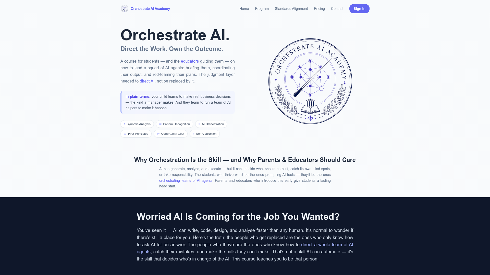 Orchestrate AI Academy homepage preview